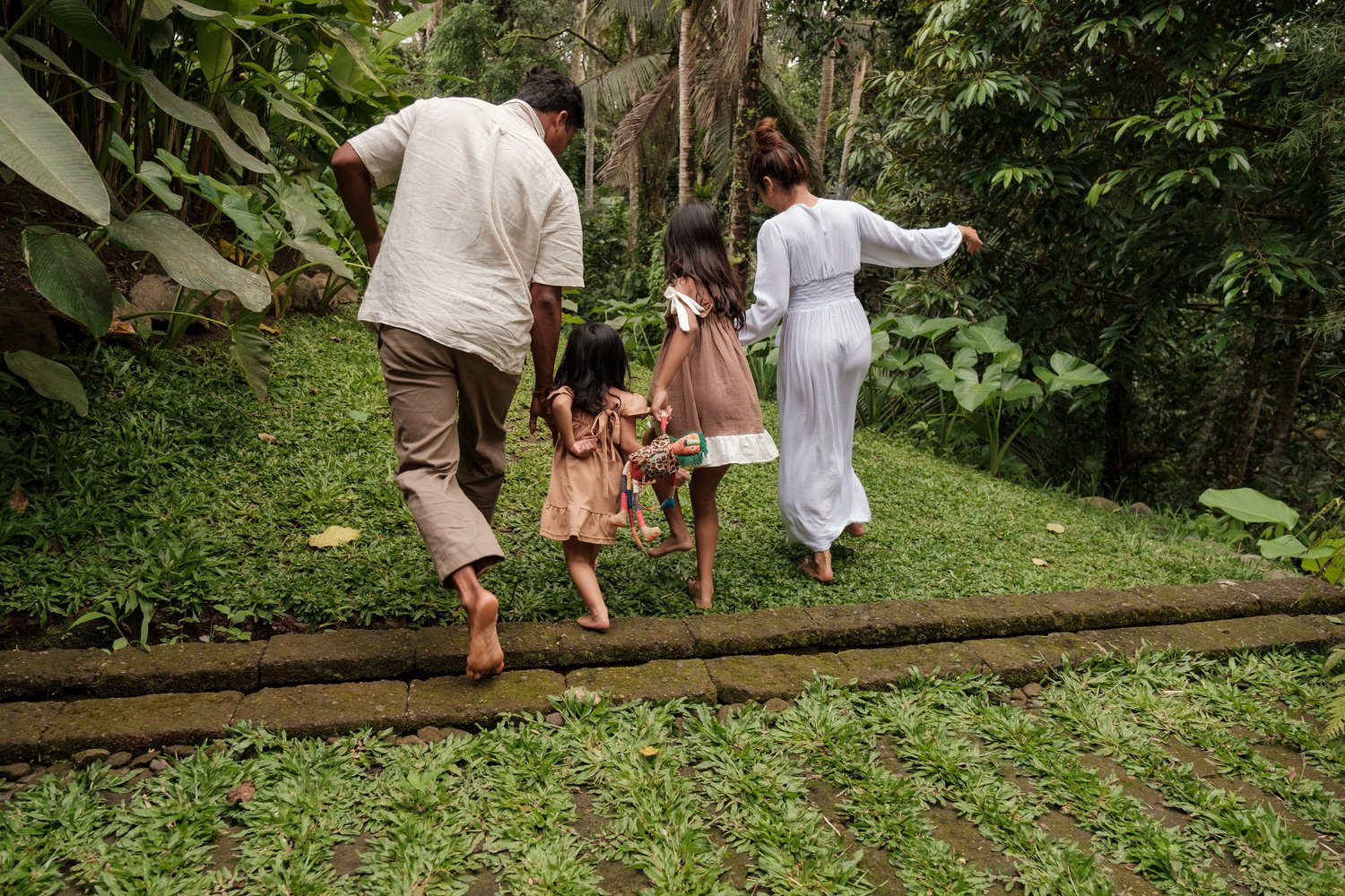 Family Vacation Family Walking in a Rainforest